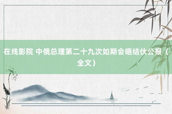 在线影院 中俄总理第二十九次如期会晤结伙公报（全文）